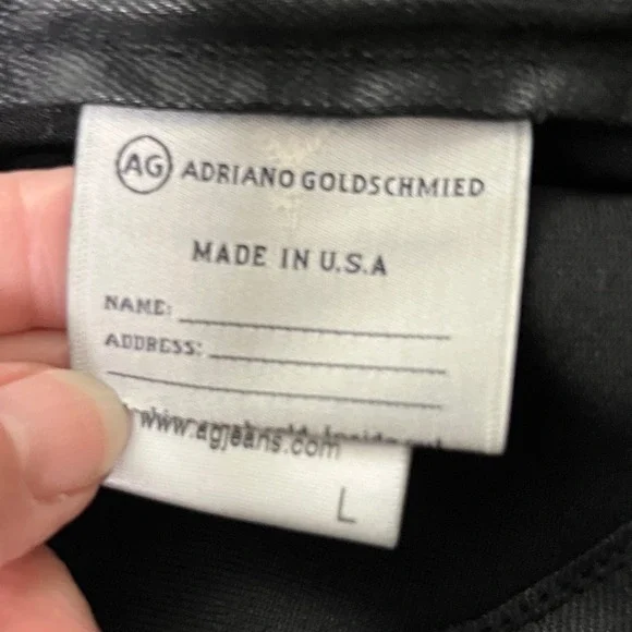 AG Adriano Goldschmied‎ Coated Moto Jacket Black Biker Style Made In USA Size L